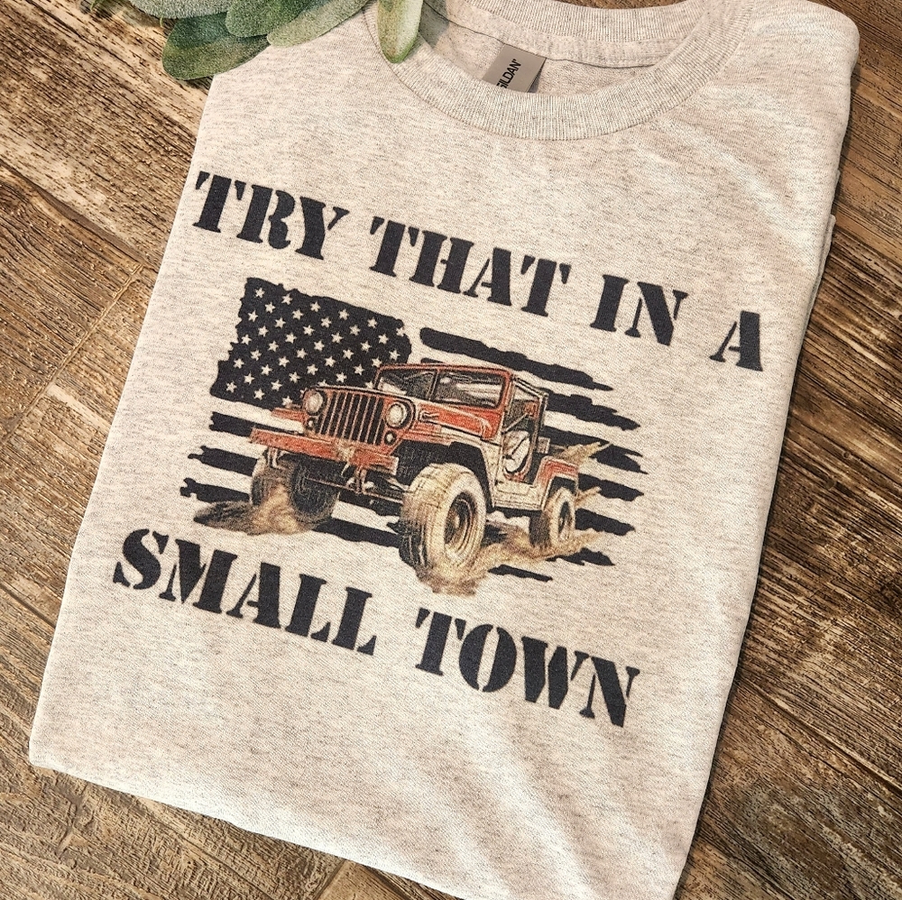 Jeep shirt small town popular trending jason aldean American flag